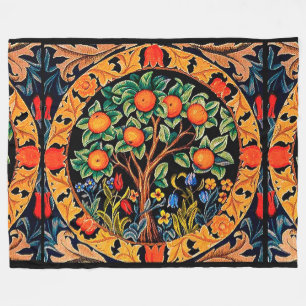 ORANGE TREM MIT GRÜNEN BLÄTTER, BLUME FLEECEDECKE