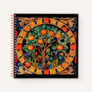 ORANGE TREM MIT GRÜNEN BLÄTTER, BLUME NOTIZBUCH