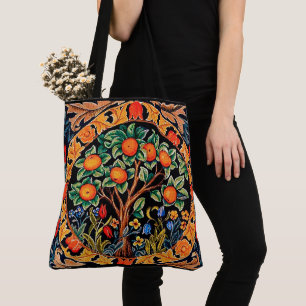 ORANGE TREM MIT GRÜNEN BLÄTTER, BLUME TASCHE