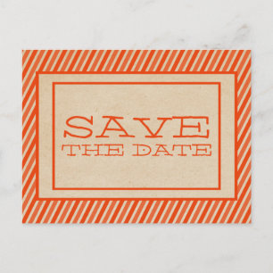 Orange Trendy Stripes Enregistrer la date Carte po
