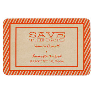 Orange trendy Stripes speichern das Datumsfenster Magnet