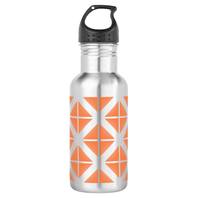 Orange Trendy Triangle Pattern Edelstahlflasche (Vorderseite)