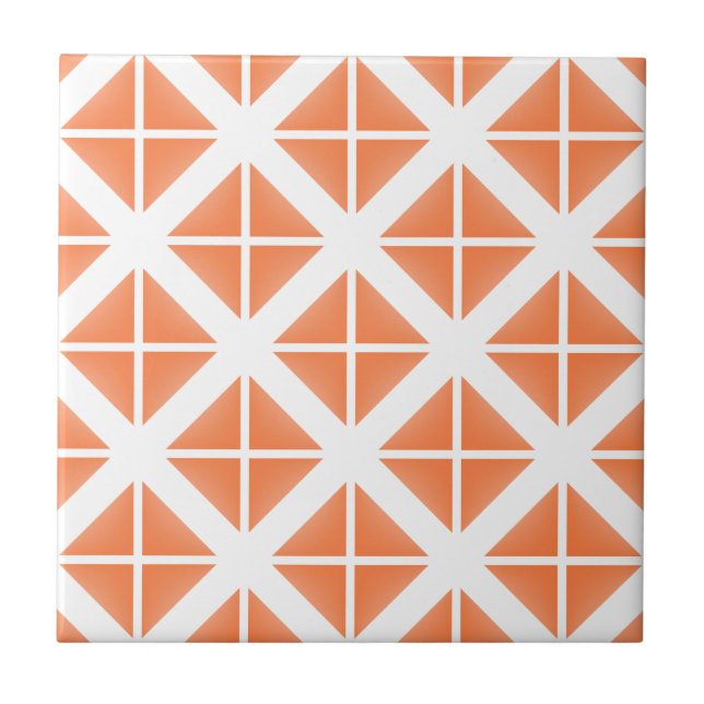 Orange Trendy Triangle Pattern Fliese (Vorderseite)