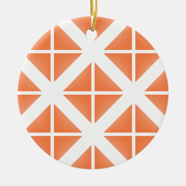 Orange Trendy Triangle Pattern Keramikornament (Vorne)