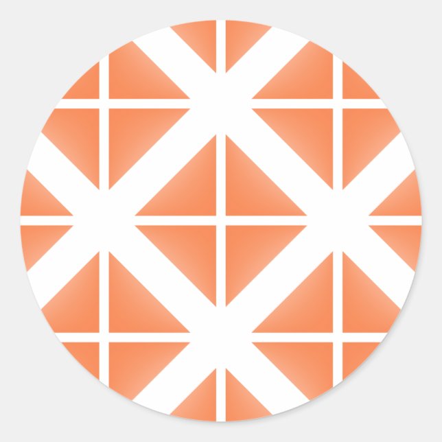 Orange Trendy Triangle Pattern Runder Aufkleber (Vorderseite)