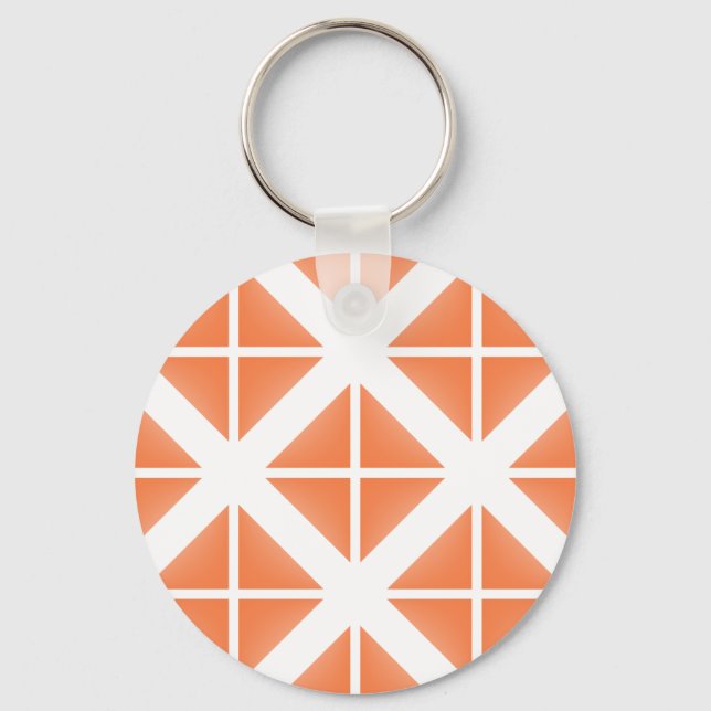 Orange Trendy Triangle Pattern Schlüsselanhänger (Vorderseite)