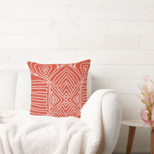 Orange Tribal Maze Mud Tuch Muster Afrikanisches Kissen
