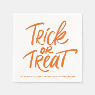 Orange Trick oder Treat Lettering Halloween-Party Serviette
