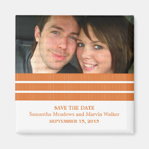 Orange Triple Stripe Foto Speichern Sie das Datums Magnet