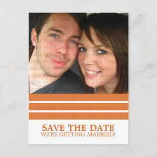 Orange Triple Stripe Save the Date Postkarte