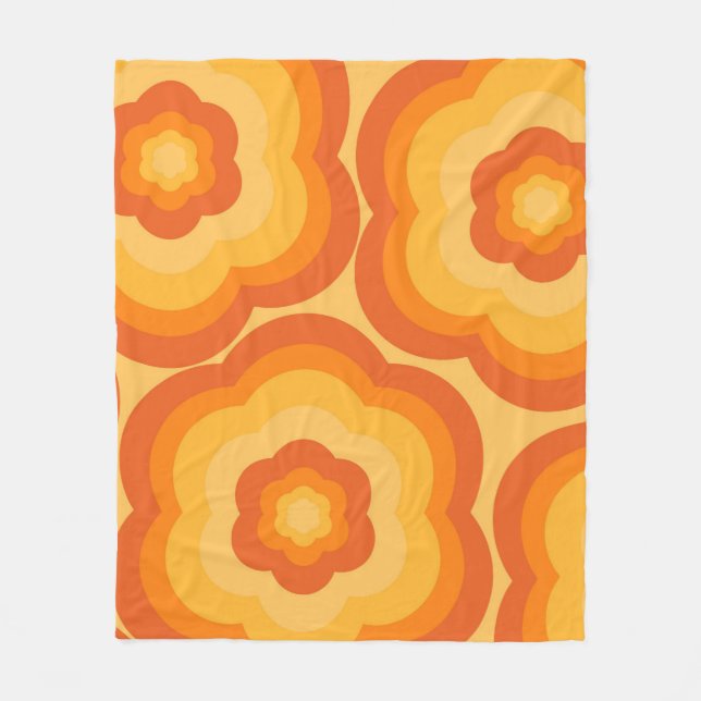 Orange Tropical Floral Botanischer Frühling Sommer Fleecedecke (Vorderseite)