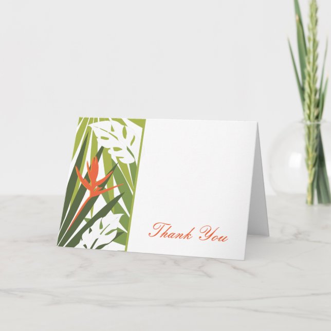 Orange Tropical Floral Danke Karte (Vorderseite)