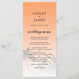 Orange Tropical Palm Tree Beach Hochzeit Menükarte