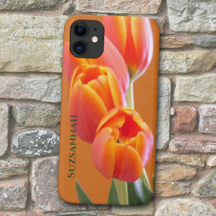 Orange Tulip-Blume benutzerdefinierten Ihren Namen Case-Mate iPhone Hülle