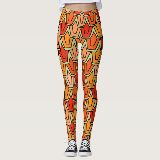 Orange Tulip Field Leggings (Vorderseite)