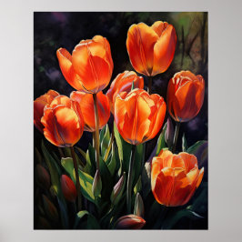 Orange Tulip Flowers Art Imprimer Poster