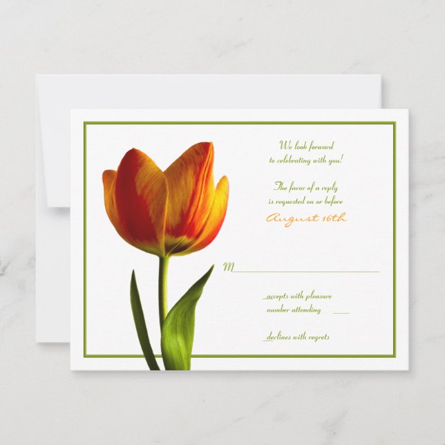 Orange Tulip Wedding Reply Card RSVP Karte (Vorderseite)