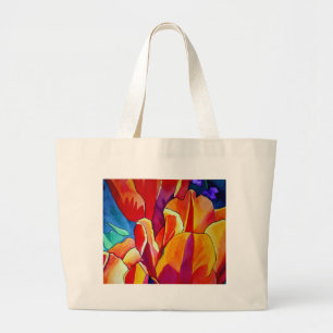 Orange Tulips Aquarellmalerei Blume Jumbo Stoffbeutel