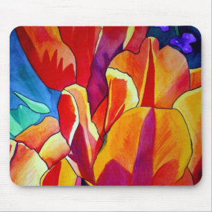 Orange Tulips Aquarellmalerei Blume Mousepad