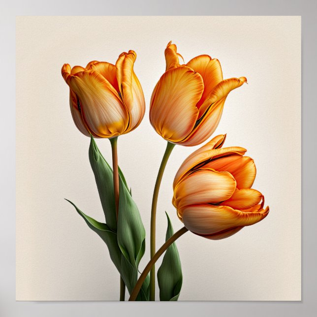 Orange Tulips Blume Art Print Poster (Vorne)
