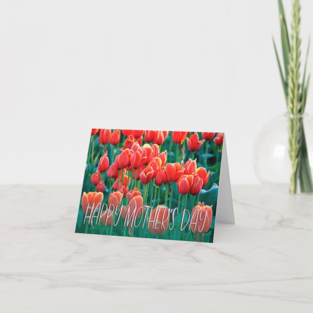 Orange Tulips Foto Happy Mother Day Card Dankeskarte (Vorderseite)