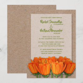 Orange Tulips on Kraft Wedding Einladungen
