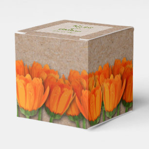 Orange Tulpe auf Kraft 2" Partygeschenkboxen Geschenkschachtel