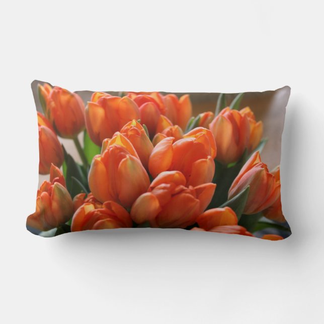 Orange Tulpe-Kissen Lendenkissen (Vorderseite)