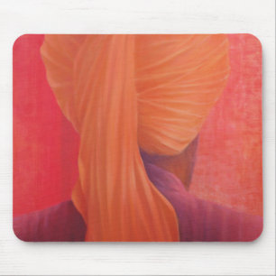 Orange Turban auf Rot Mousepad
