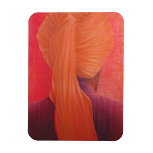 Orange Turban on Red Magnet