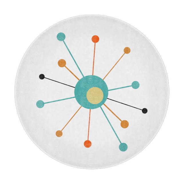 Orange Türkis Atomage Sternexplosion Mitte Jahrhun Schneidebrett (Vorderseite)