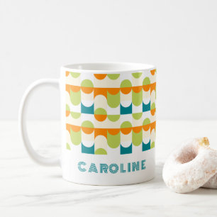 Orange Türkis Blau Limettengrün Muster der Mitte d Kaffeetasse