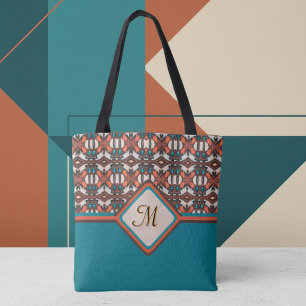 Orange, Türkis, Braun Stammesinspiriert Tasche