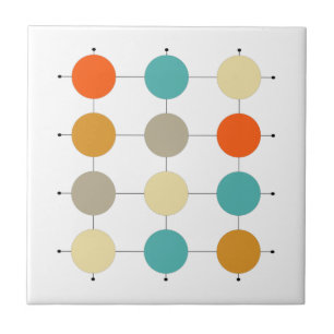 Orange Türkis Cream Circles Mid Century Fliese