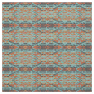 Orange Turquoise Aquamarin Blue Aztec Mosaikmuster Stoff