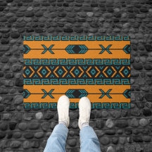 Orange Turquoise Aztec Pattern Südwest Tribal