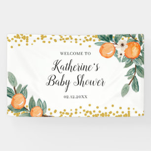 Orange Twin Baby Dusche Große Banner