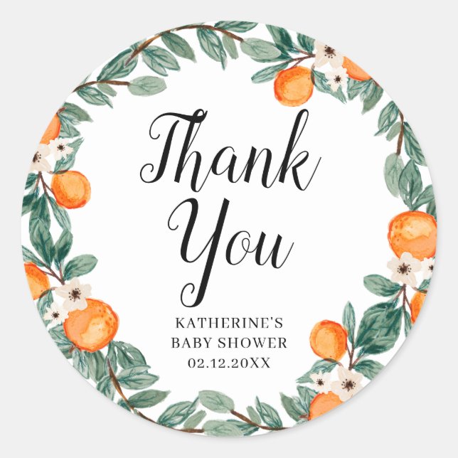 Orange Twin Baby Dusche Vielen Dank Sticker (Vorderseite)