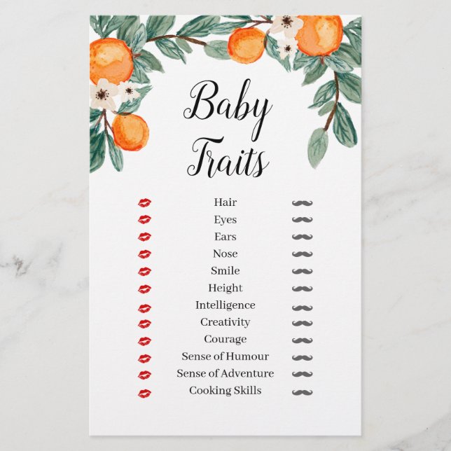 Orange Twin Baby Shower Baby Tracks Spiel (Vorderseite)