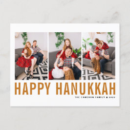 Orange Typografie Foto Collage Happy Hanukkah Feiertagspostkarte