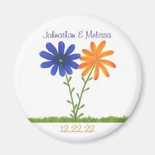 Orange u. blaue Blume Save the Date, die Magneten Magnet