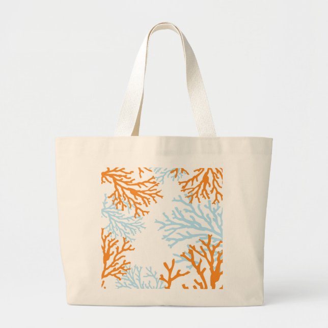 Orange u. blaue korallenrote Taschen-Tasche Jumbo Stoffbeutel (Vorne)
