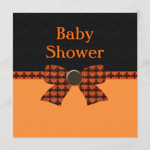 Orange u. schwarze Schläger-Babyparty Einladung