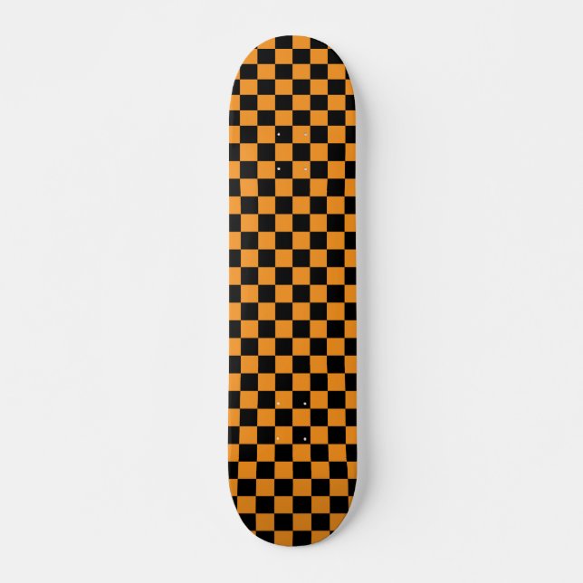 Orange u. schwarzes Schachbrett-Skateboard Skateboard (Vorne)