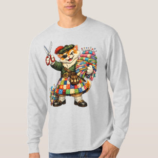 Orange unartige Katze in Quilt-Kilt-T-Shirt T-Shirt