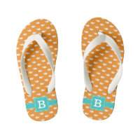 Orange und Aqua Whales Square Monogram