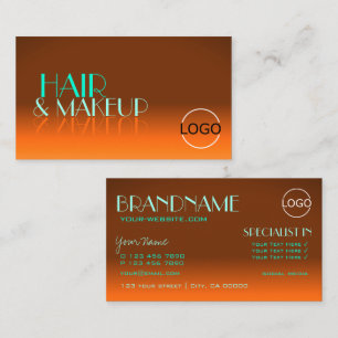 Orange- und Aquamarin-Chic-Schriftart mit Logo Visitenkarte