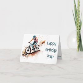 Orange und aquamarine MTB Birthday Card Karte