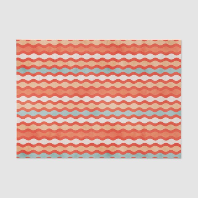Orange und Aquamarine Streifen Seidenpapier (Vorderseite)