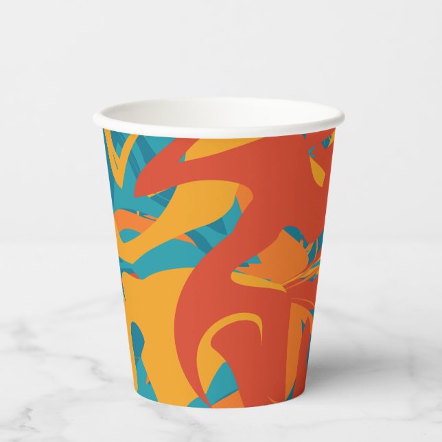 Orange und Aquamariner Erntedank Pappbecher (Vorderseite)